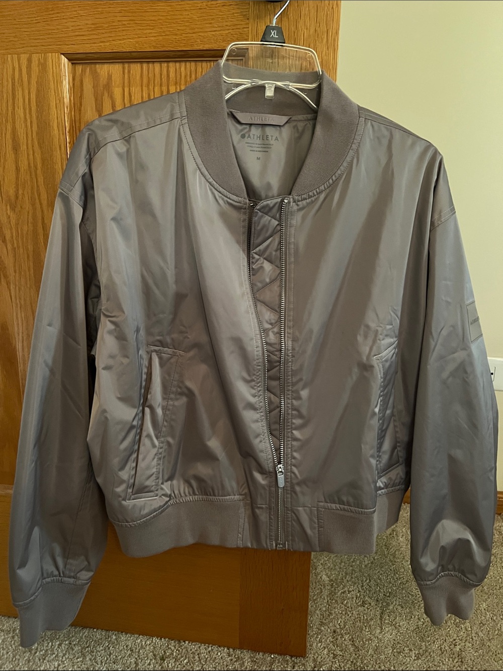 Athleta Taupe Lightweight Bomber Jacket